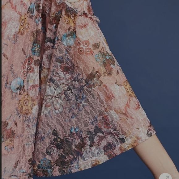 Anthropologie Akemi + Kin Patrizia Smocked Boat Neck Sheer Floral Top - Picture 4 of 11